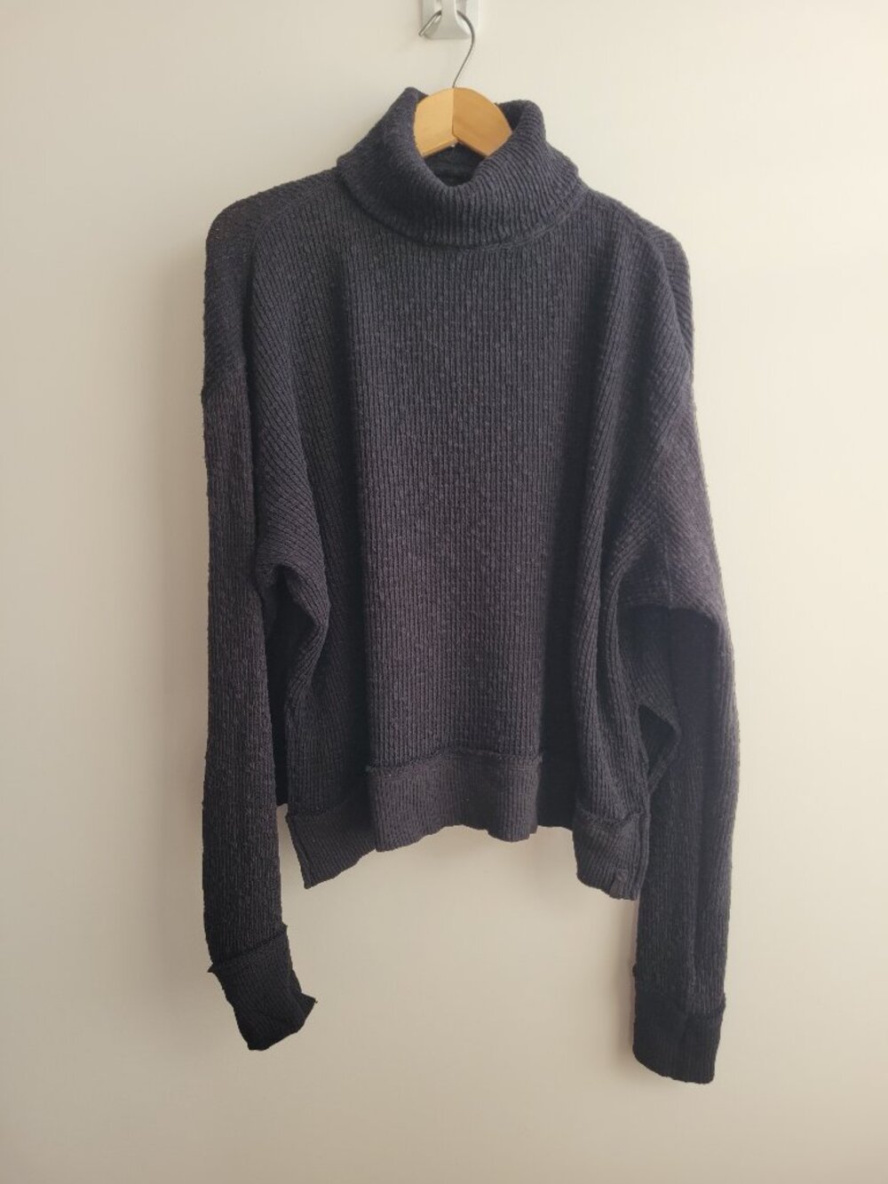 Free People We the Free Black Knit Turtleneck Sweater-Large